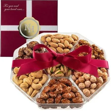 Holiday Christmas Nuts Gift Basket - Assortment Of Sweet &amp; Roasted Salted Gou...