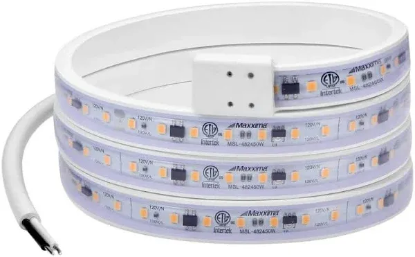 Maxxima 48 in. LED Under Cabinet Strip Light, Hardwired, 1840 Lumens, 3000K Warm White, 120V