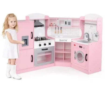 Costway Corner Kids Play Kitchen