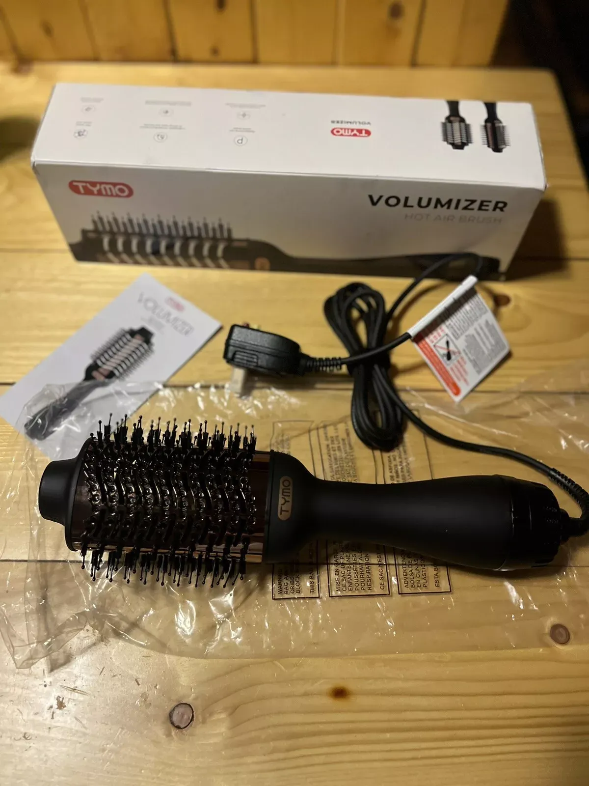 Tymo Volumizer Hot Air Brush Electric Black Adjustable Heat Open Box New