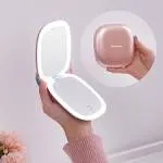 Compact LED Magnifying Travel Makeup-Mirror - 4 inches 1X/10X Magnification S...