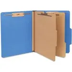 Universal - Six-Section Pressboard Classification Folders, 2 Dividers, Letter size, Blue, 10/Box