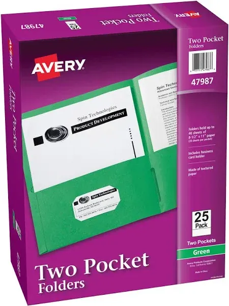 Avery Two-Pocket Folder 40-Sheet Capacity