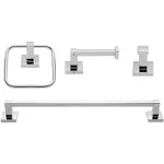 Globe Electric 51368 4-Piece Bathroom Hardware Accessory Kit, Chrome, Towel Bar,