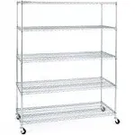 Seville Classics 5-Tier NSF Steel Wire Shelving with Wheels, 24" D x 60" W x 72"