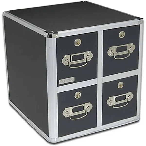 Four-Drawer CD File Cabinet, Holds 660 Folders or 240 Slim/120 Standard Cases, Black