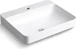 Kohler 2660-1-0 Vox Vessel Bathroom Sink with Single Faucet Hole, One Size, White