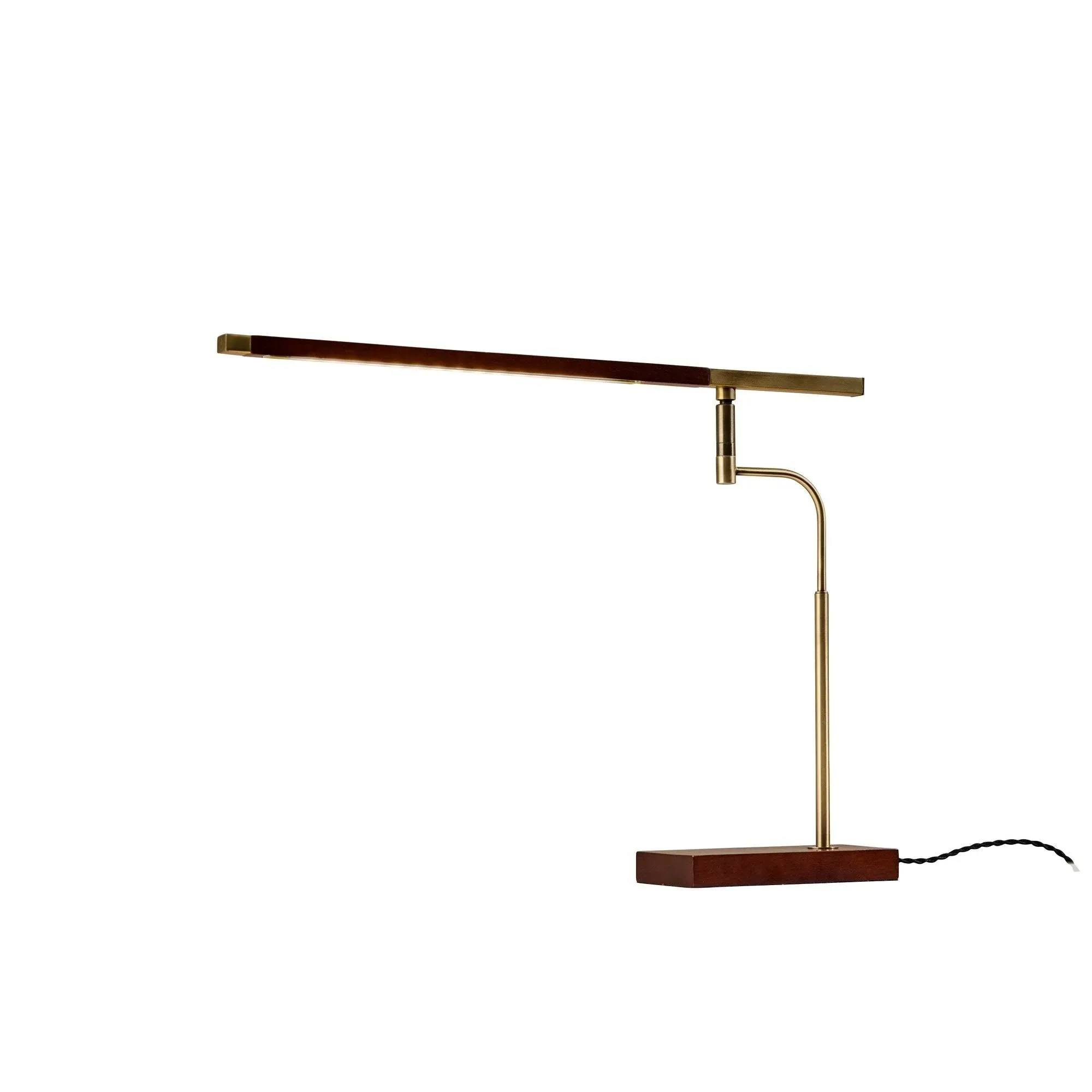 LED Barrett Desk Lamp Walnut/Brass (Includes LED Light Bulb) - Adesso