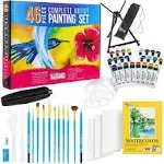 Inburit Art Paint Set for Kids, Painting Supplies Kit with 5 Canvas Panels, 8 Brushes, 18 Acrylic Paints, Multi-Function Table Easel, Etc, Premium Acrylic Paint Set for Students, Kids and Beginner.