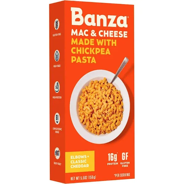 Banza Mac & Cheese, Elbows + Classic Cheddar - 5.5 oz