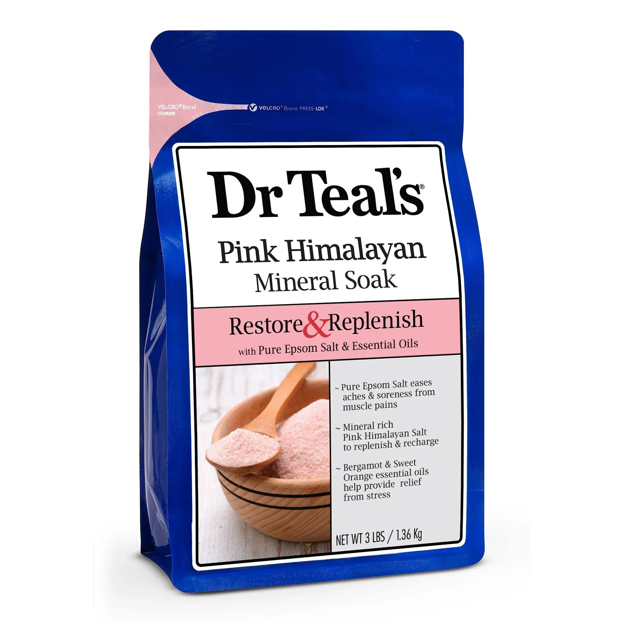 3lb Dr. Teal’s Pink Himalayan Epsom Salt Mineral Bath Soak - NEW