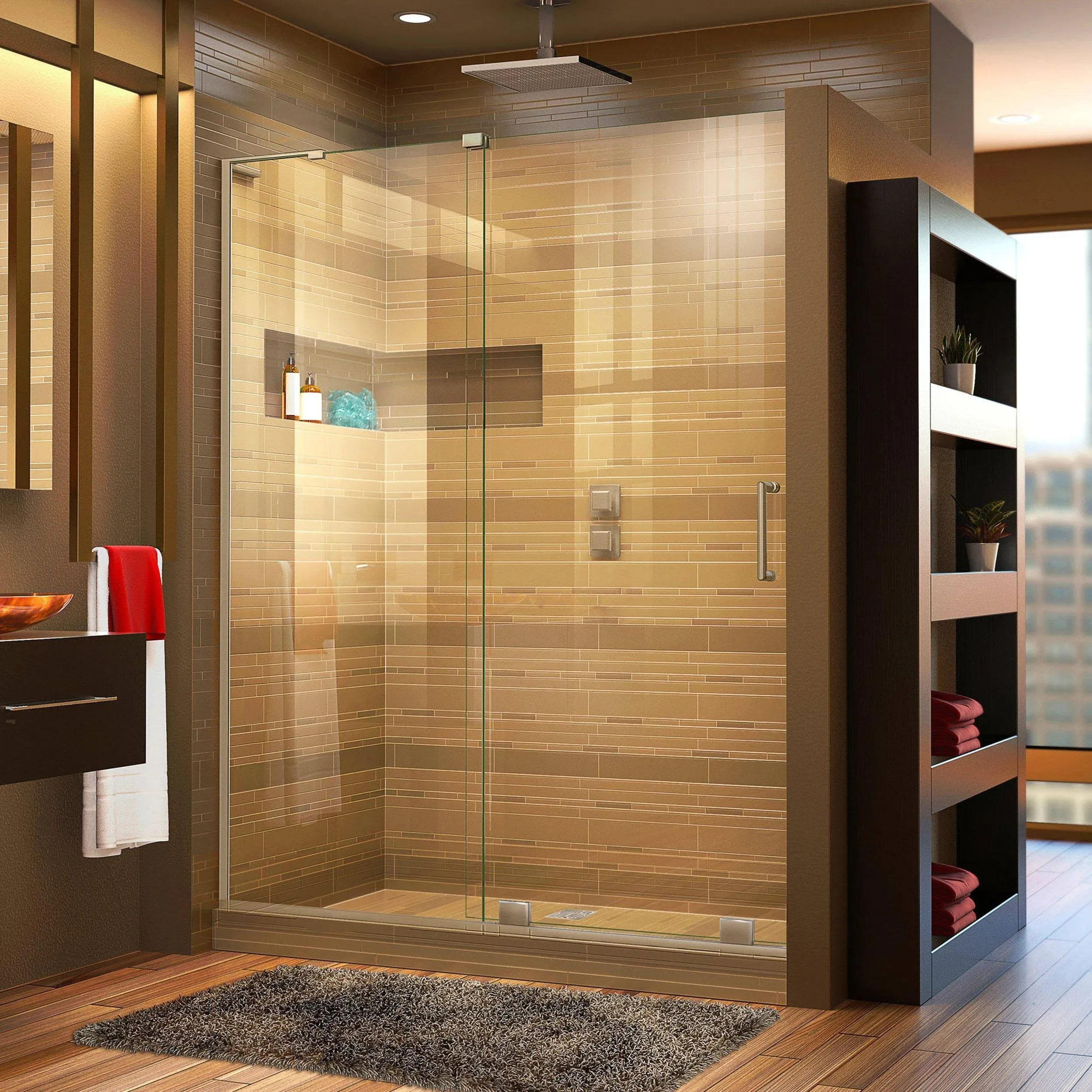 DreamLine SHDR-1948723L-04 Mirage-X 44-48" W x 72" H Frameless Sliding Shower Door in Brushed Nickel; Left Wall