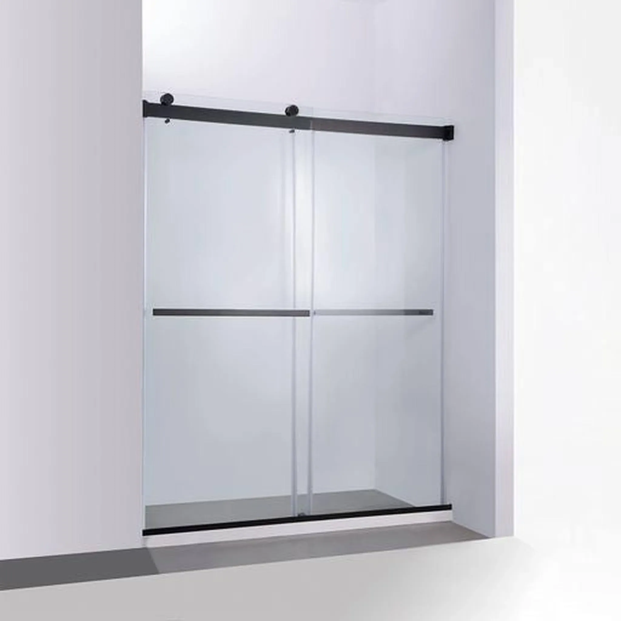 Vinnova Spezia 64" W x 76" H Double Sliding Frameless Glass Shower Door Polished ...