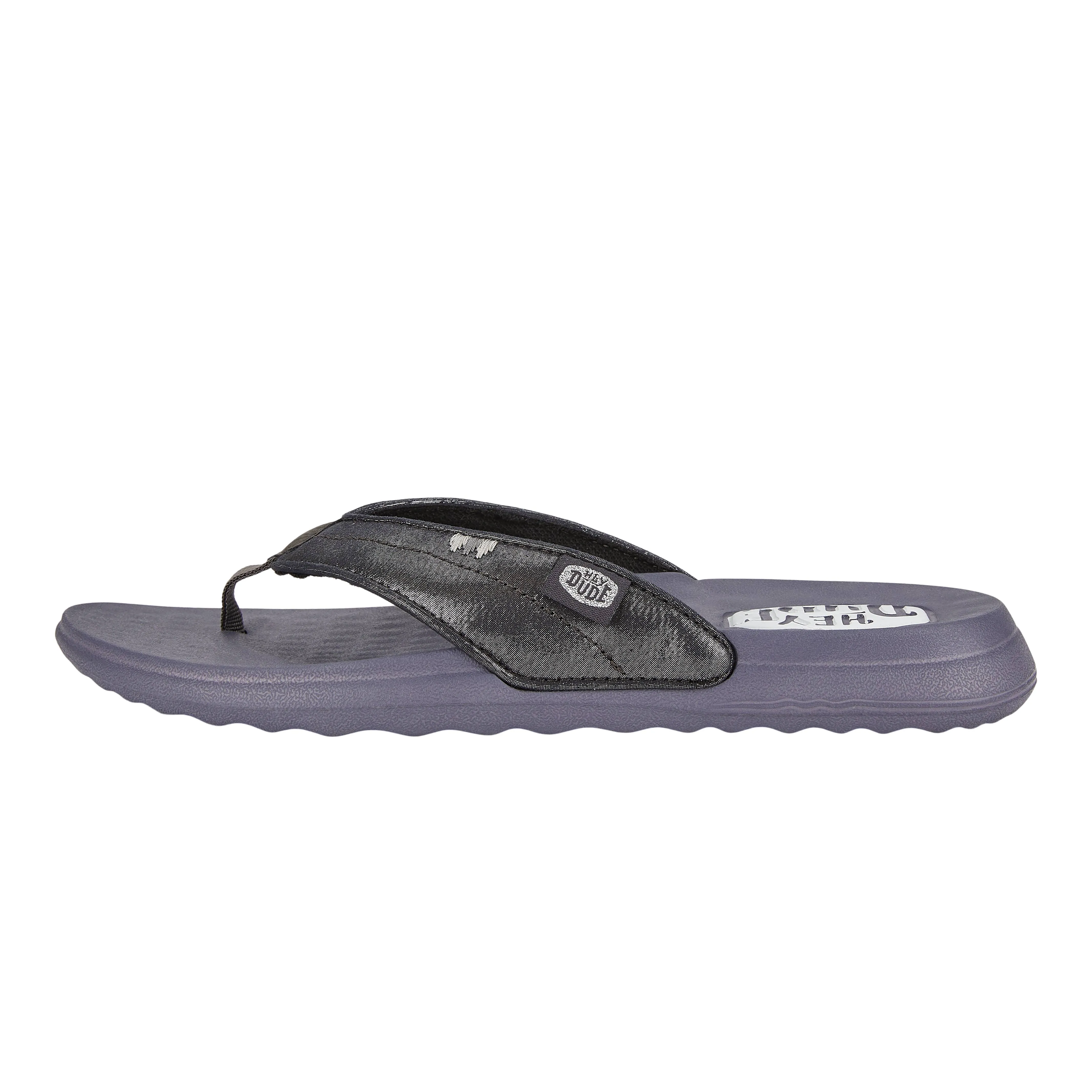 HEYDUDE | Women's Sandals | Christi Flip Classic - Black Shimmer | Size 10