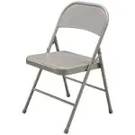 Beige Metal Stackable Folding Chairs