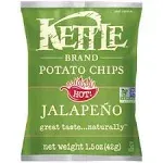 Kettle Brand Potato Chips, Jalapeno Kettle Chips, Snack Bag, 1.5 Oz (Pack of 24)