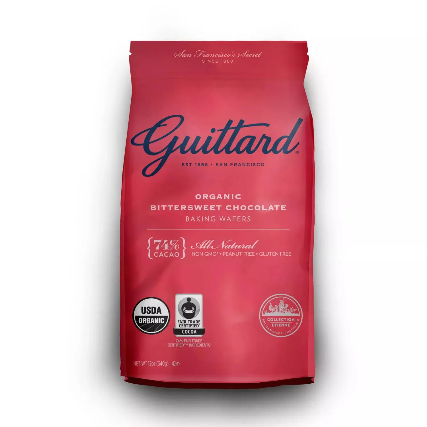 Guittard Baking Wafers, Organic, Bittersweet Chocolate - 12 oz