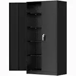 Greenvelly Metal Cabinet 72 Steel Locking Cabinet with Doors and 4 Shelves