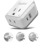 PAK-ME Israel, Jordan, Middle East Travel Adapter Set | Type C, G, H - USB & USB-C Ports + 2 US Outlets