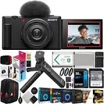 Sony ZV-1F Vlog Camera with 4K Video & 20.1MP for Content Creators and Vloggers Black ZV-1F/B Bundle with ACCVC1 Kit Including GP-VPT2BT Tripod/Grip