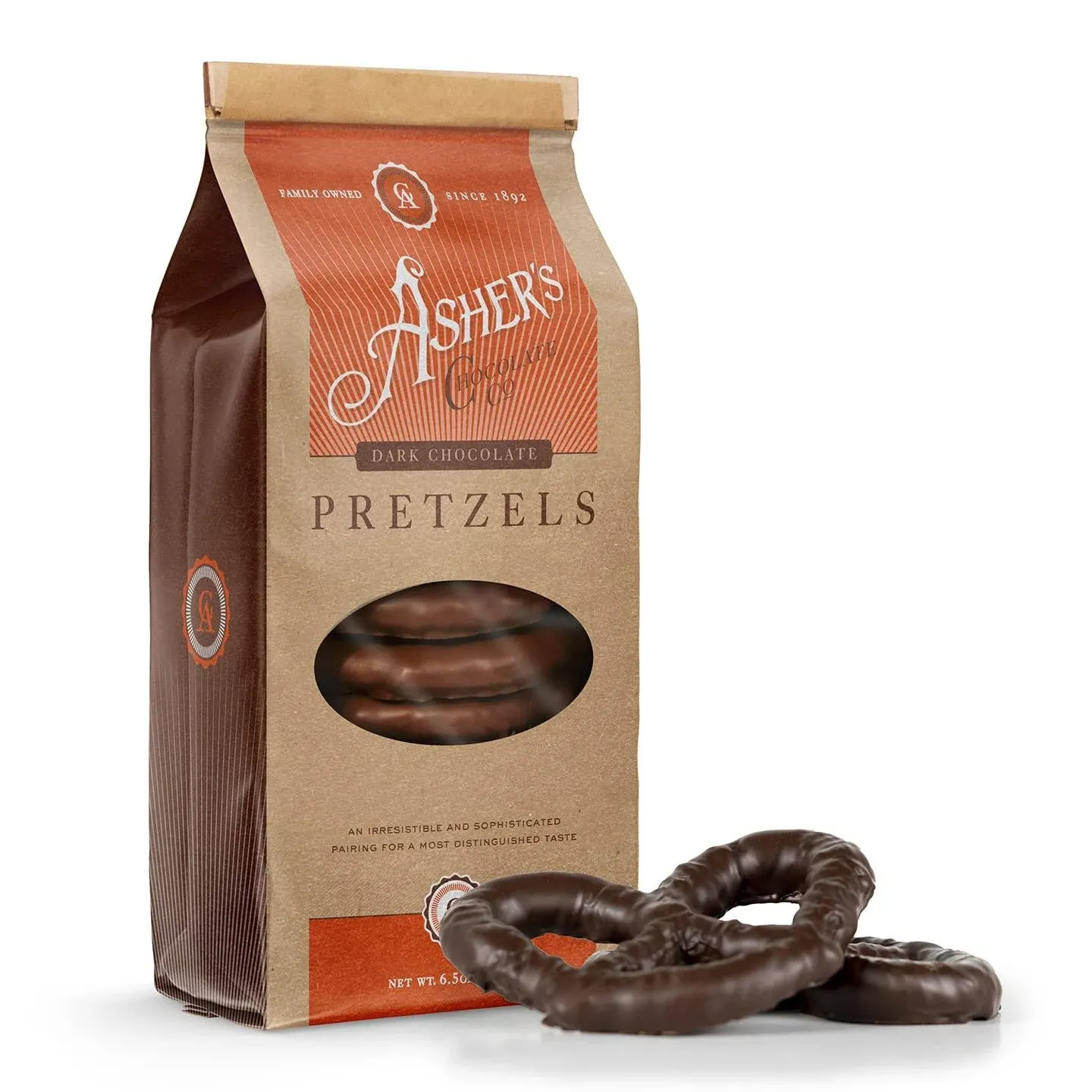 Asher's Dark Chocolate Pretzels - 6.5 oz bag