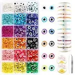 PHUNTTEK 2400pcs Seed Beads and Evil Eye Beads Halloween Beads for Jewelry Making ...