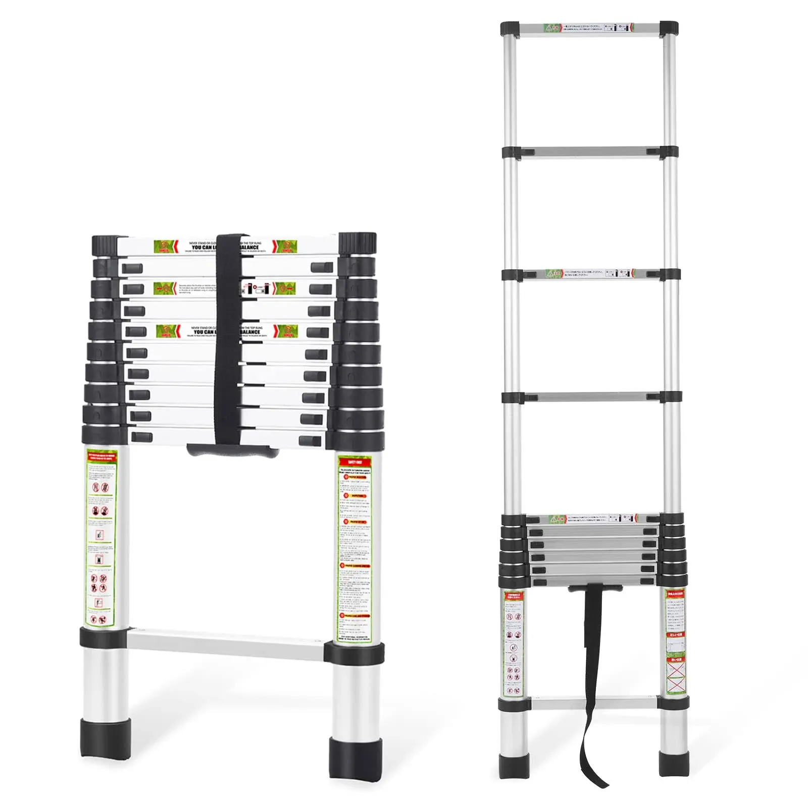 Telescopic Ladder, 10.5FT RIKADE Aluminum Telescoping Ladder with Non-Slip Feet, Portable Extension Ladder for Household and Outdoor Working, 330lb Capacity (3.2m/10.5FT) Black