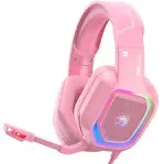 ZIUMIER Z30 Pink Gaming Headset for PS4, PS5, Xbox One, PC, Wired Over-Ear Headphone with Noise Canceling Microphone, LED Flowing RGB Light, 7.1 Surround Sound,Comfortable Earmuffs