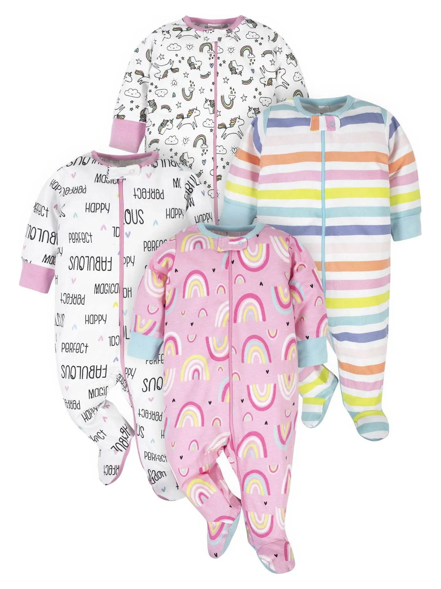 Onesies Brand baby-girls 4-pack Sleep 'N Play Footies Multi Pack