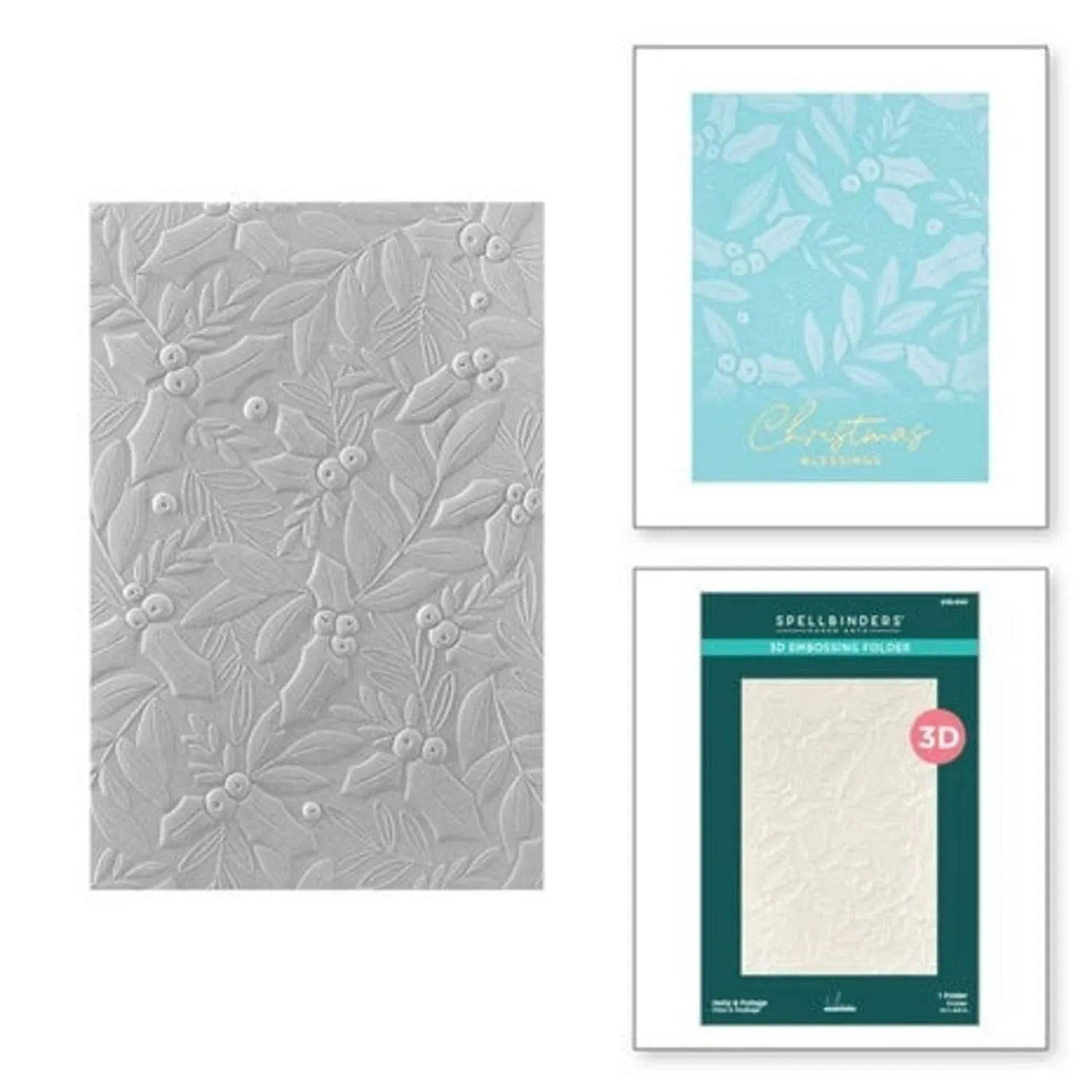 Spellbinders Holly & Foliage Embossing Folder, Clear