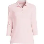 Lands' End Women's 3/4 Sleeve Cotton Interlock Polo