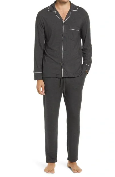 William Contrast-piping Stretch-jersey Pyjama Set In Black