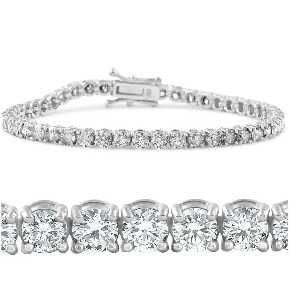 7 Carat Round Lab Grown Diamond Tennis Bracelet 18K White Gold 7"  | eBay