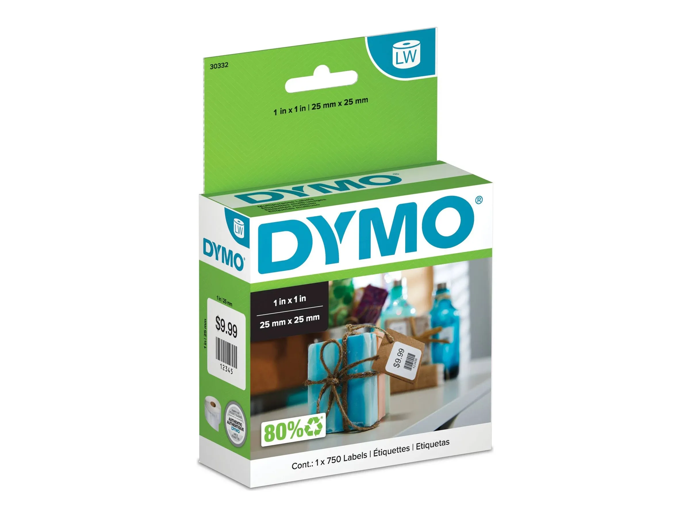 Dymo 30332 White Multipurpose Square Labels 1" x 1"