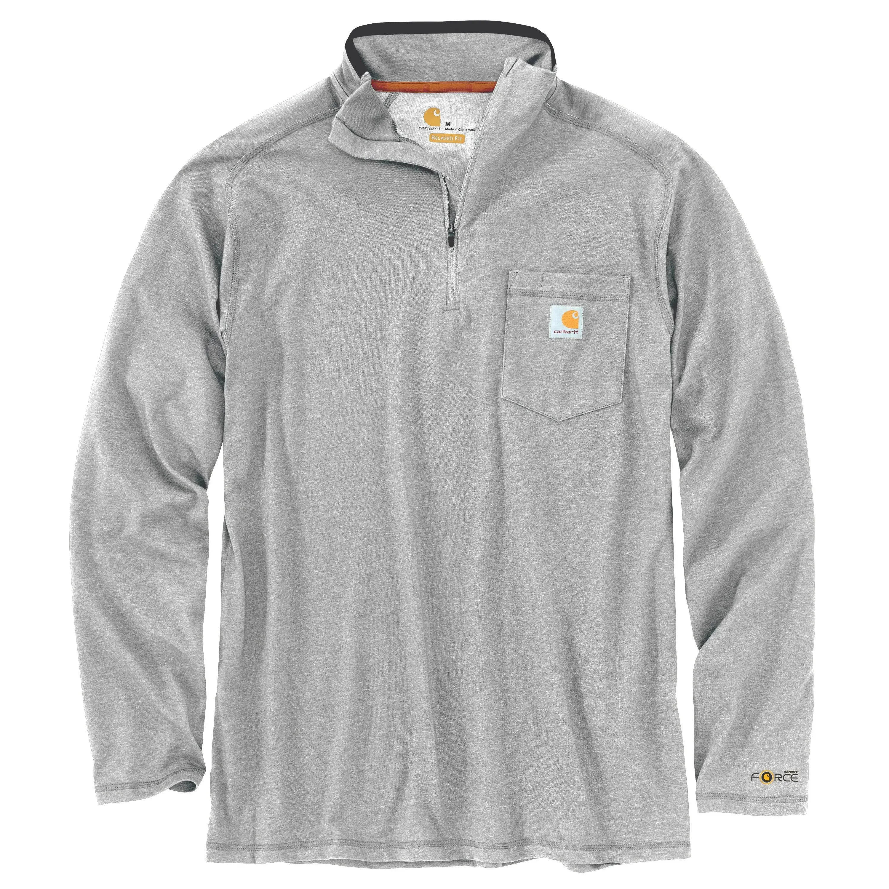 Carhartt Men's Force 1/4-Zip Long Sleeve T-Shirt, Carbon Heather / M