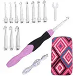 Yarniss Lighted Crochet Hooks Set - 11 Sizes Light Up Crochet Hooks with Case,Rechargeable Crochet Hook with Light,2.5mm to 8mm