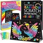 ZMLM Scratch Paper Art-Crafts Gift: 2 Pack Bulk Rainbow Magic Paper Supplies Toys for 3 4 5 6 7 8 9 10 Years Old Girls Kids Favors Gifts for