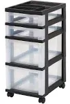 Iris USA Medium 4-Drawer Storage Rolling Cart with Drawers Organizer Top, Gray