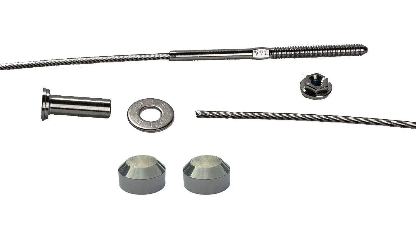 Fast & Easy 1/8 inch 10ft Cable Railing Kit - Stainless Steel 316 for Metal Posts - Complete System DIY Installation Kit - Brushed Stainless Chamfer End Caps