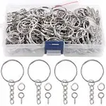 Swpeet 450Pcs 1" 25mm Sliver Key Chain Rings Kit