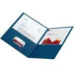 Office Depot Brand 2-Pocket Textured Paper Folders, Dark Blue, Pack Of 25