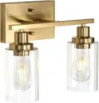 Gold Bathroom Vanity Lights, 2 Light Brushed Gold Bathroom Light Fixtures