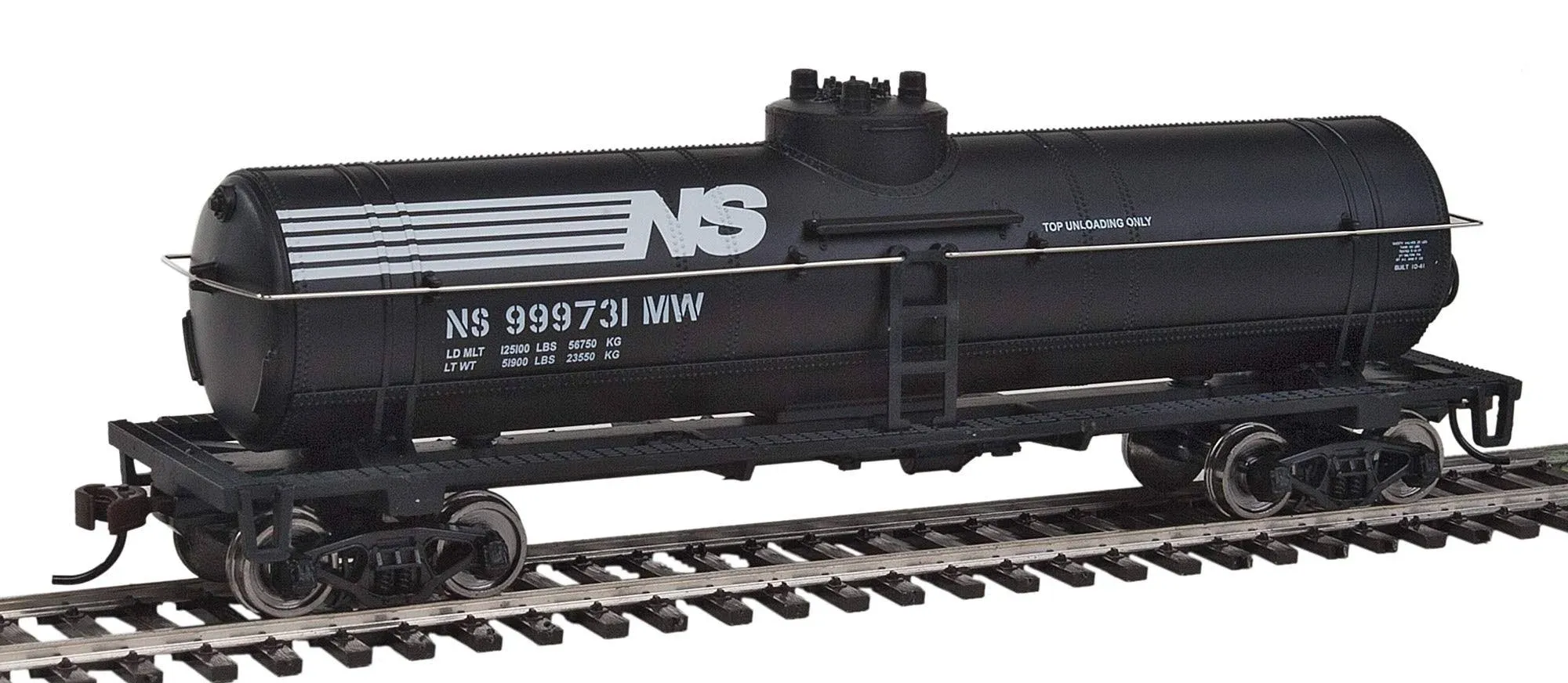 Walthers Trainline 931-1447 HO Scale Tank Car - Ready to Run -- Norfolk Southern (black, white) - Black Forest® Hobby Supply Co