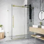 Vigo VG6053CL48 Elan E-Class 76" High x 46-1/2" Wide x 34-5/8" Deep Sliding Frameless Shower Enclosure with Clear Glass Matte Brushed Gold Showers