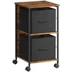 VASAGLE File Cabinet with 3 Drawers, Printer Stand, Cube Storage Shelf, for A4, Letter-Size Files, Hanging File Folders, File Storage Box, Home Office, Rustic Brown and Ink Black UOFC058B01