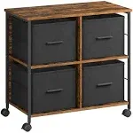 VASAGLE File Cabinet with 4 Drawers, Printer Stand, Cube Storage Shelf, for A4, Letter-Size Files, Hanging File Folders, File Storage Box, Home Office, Rustic Brown and Ink Black UOFC059B01