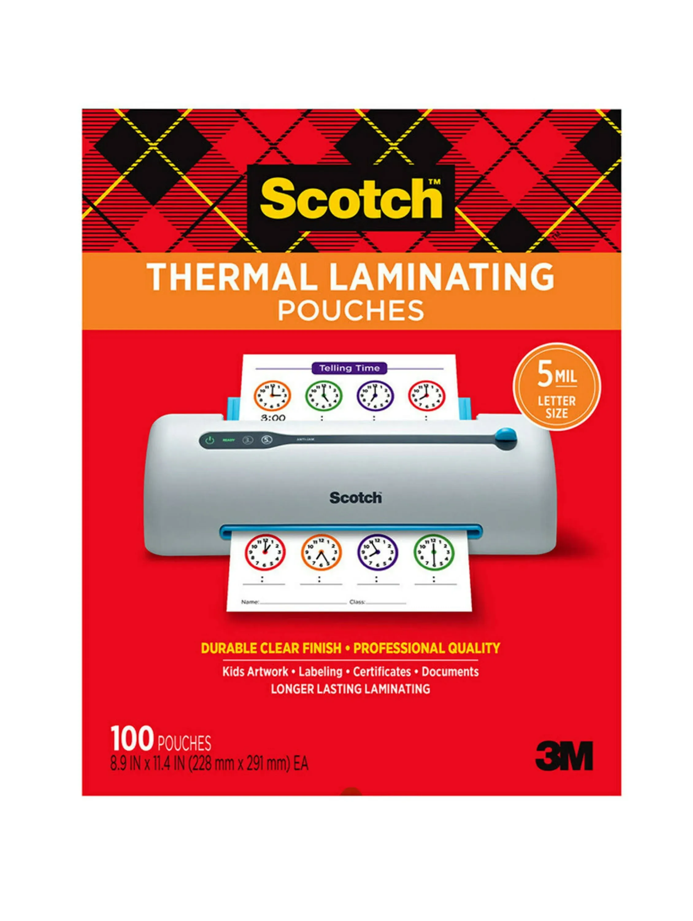 Scotch Thermal Laminating Pouches 5 Mil 100 Pack