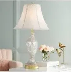 Traditional Table Lamp Cut Glass Brass White Cream for Living Room Bedroom