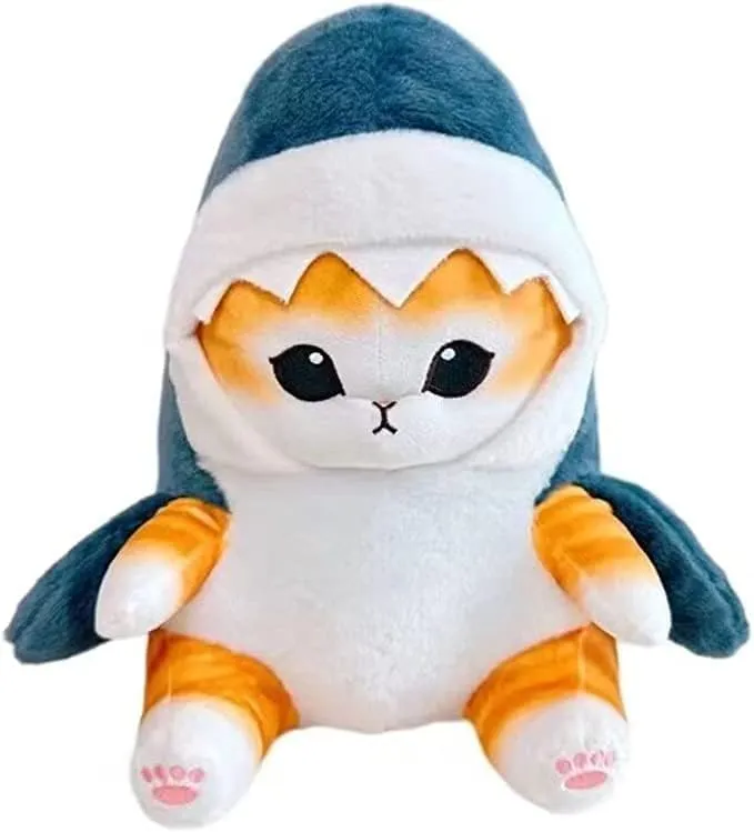 8inchesCute Shark Cat Plush Doll Kawaii Kitten Is The Ideal Gift for Boys and Girls, Friends, Family, Birthday, Children's Day, Halloween, Christmas