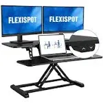 FLEXISPOT Motorized Standing Desk Converter 36 inch Wide Electric Stand Up Desk Riser for Monitor and Laptop,Black Height Adjustable Desk for Home